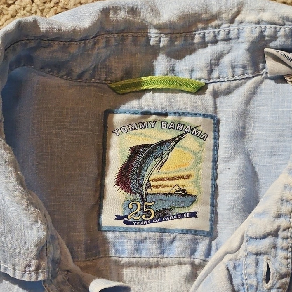Tommy Bahama Shirt Mens XL Linen Light Blue Button-up Long Sleeves‎ - Picture 5 of 11
